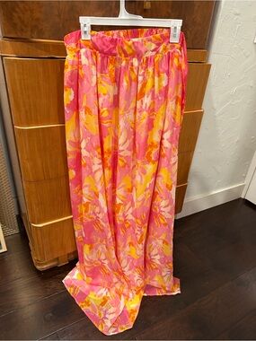 Hello Molly Pink & Yellow Floral Maxi Skirt